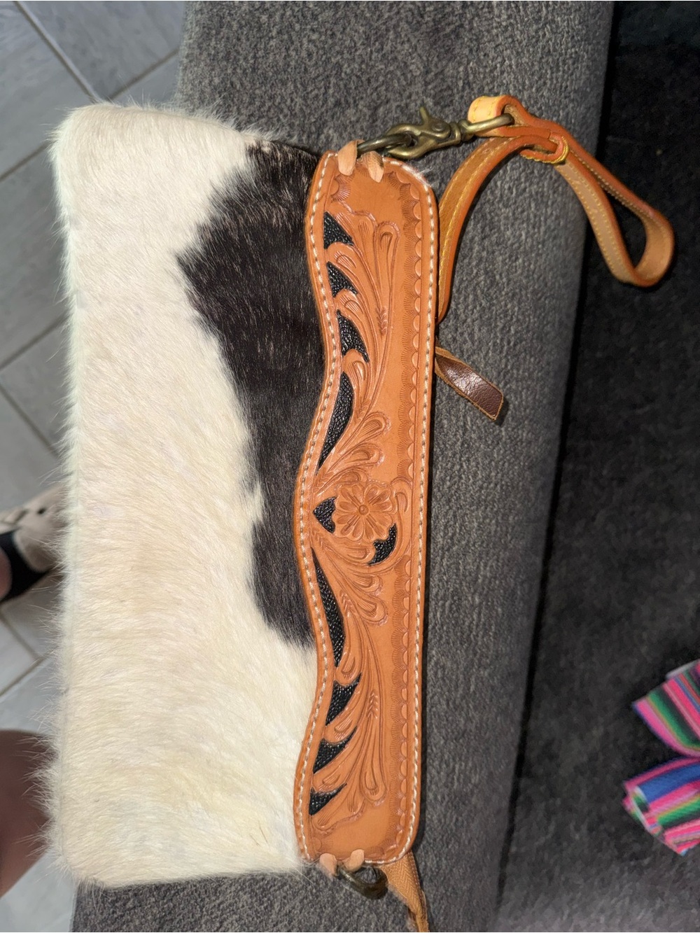 American Darling Tan Leather Wristlet Clutch